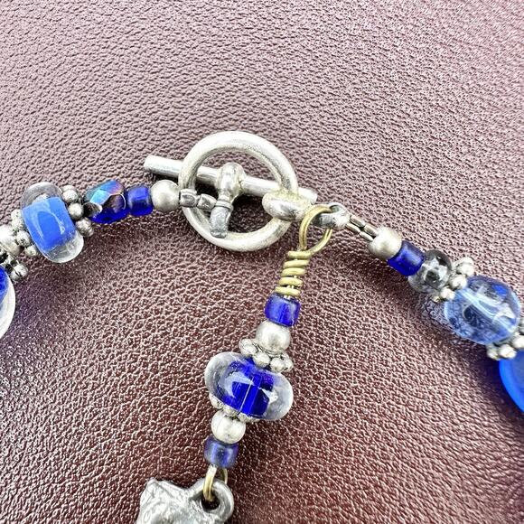 Vintage Blue Lampwork Glass Horse Charm Bracelet Equestrian Cowgirl Western - Picture 6 of 6